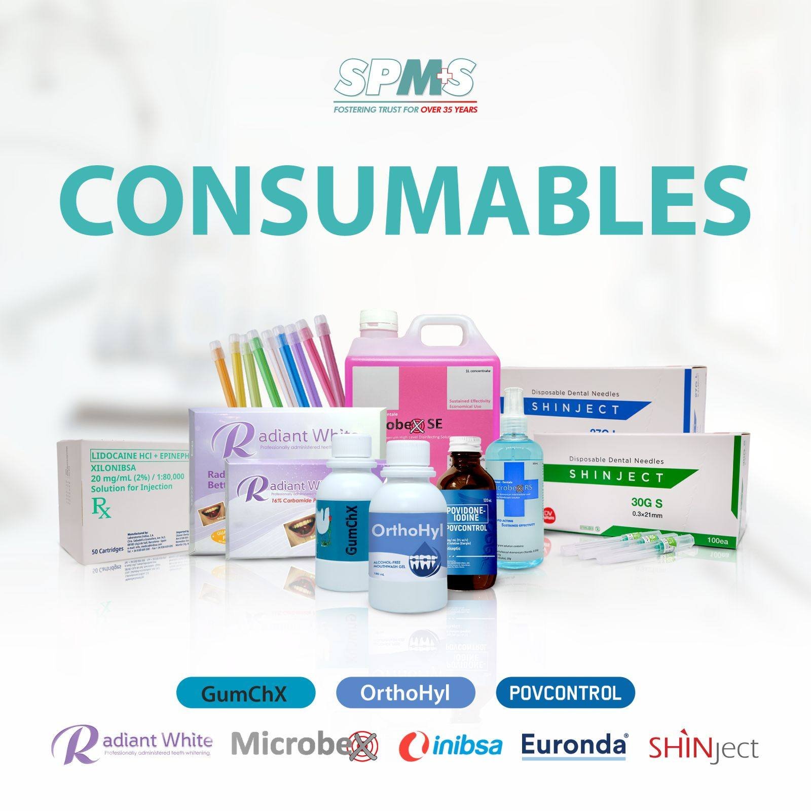SPMS infection control consumables including disinfectants and dental supplies