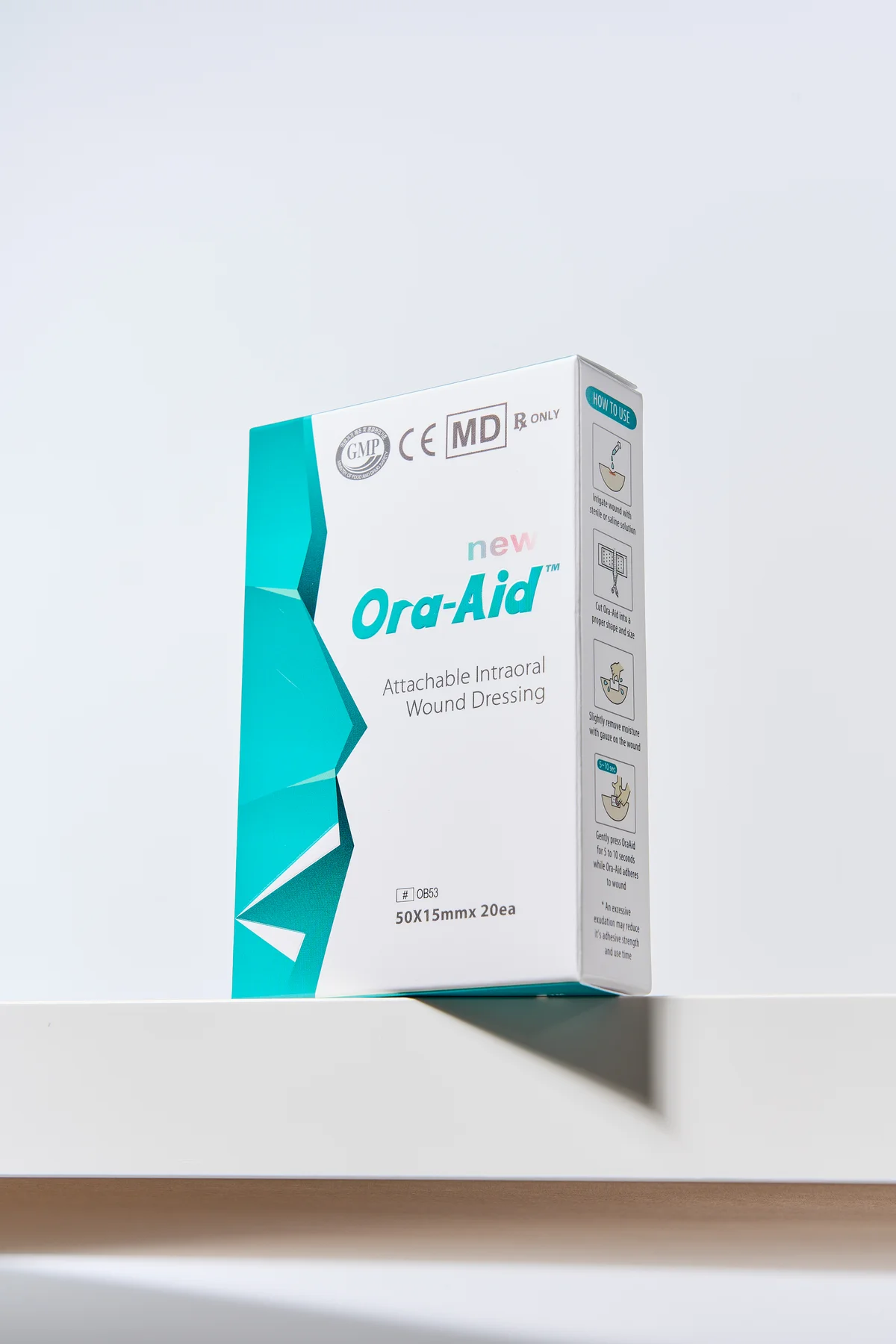Teal Ora-Aid 50 by 15 mm intraoral wound dressing box